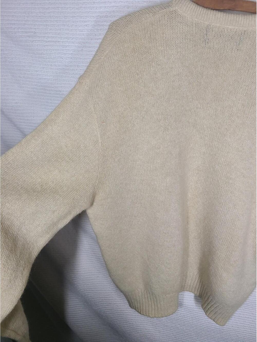 Vtg Mens Sweater Knit V Neck Jantzen 70% Wool Blend Large Beige Retro Neutral - Picture 8 of 9